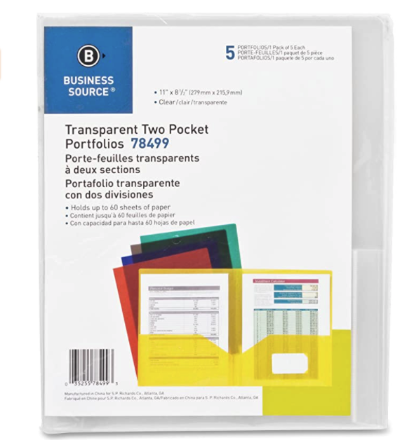 2-Pocket Transparent Portfolio Cover