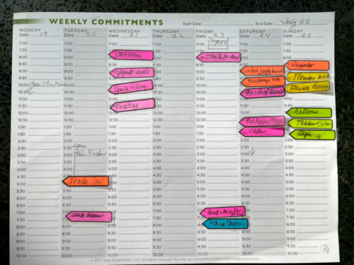 Weekly Commitments Page from the Seeing My Time Planner