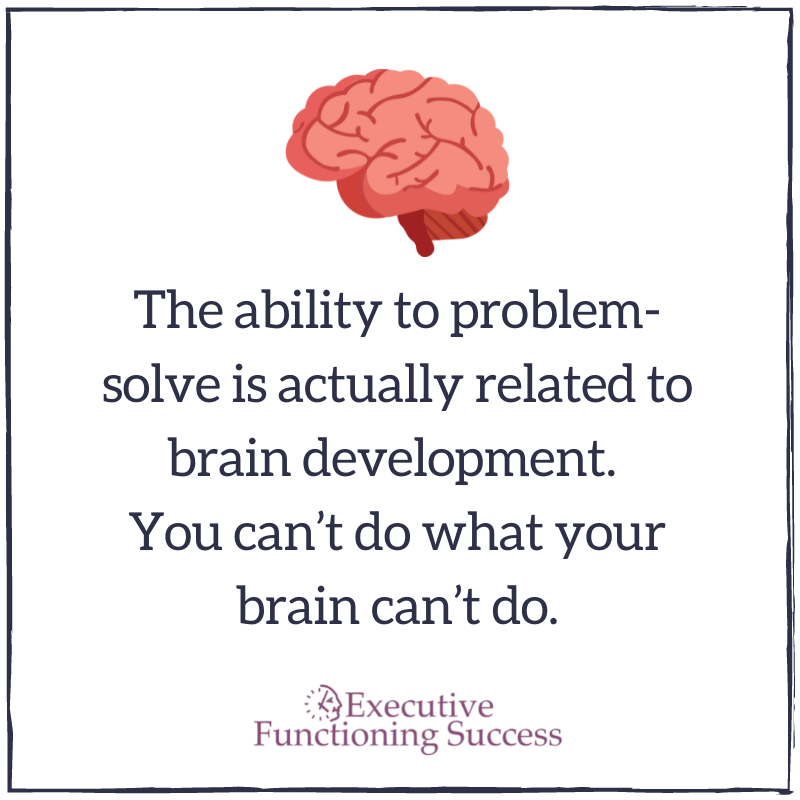 The ability to problem-solve is actually related to brain development. You can’t do what your brain can’t do.