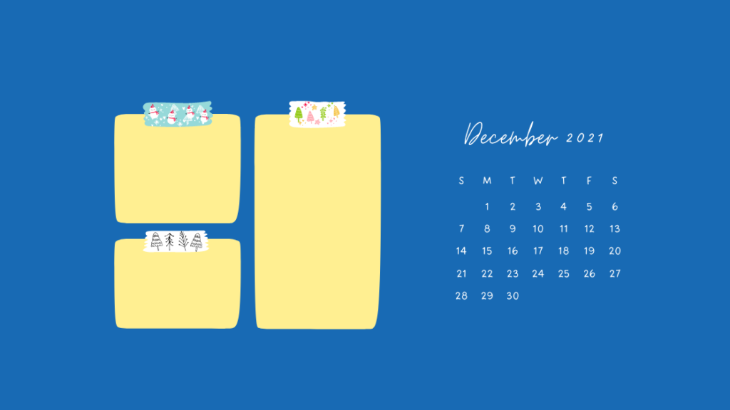 Calendar showing December 2021