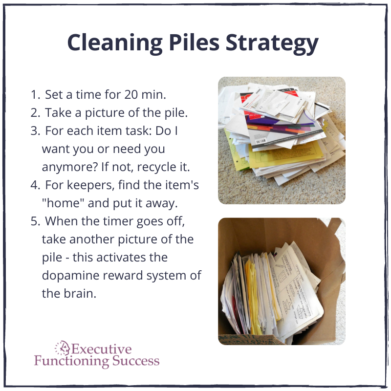 Cleaning Piles Strategy for getting organized when you have ADHD