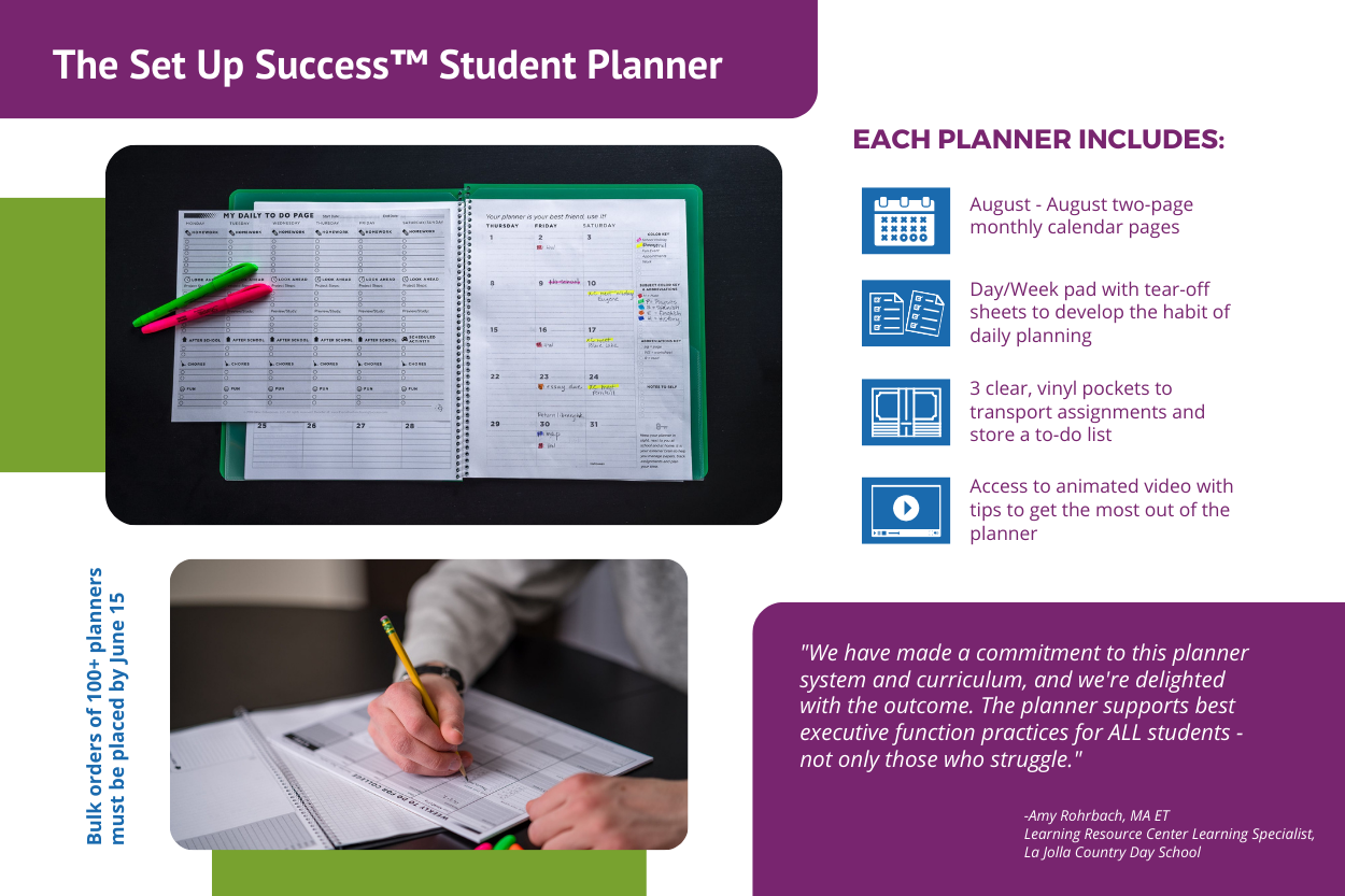 Student planner for executive function support